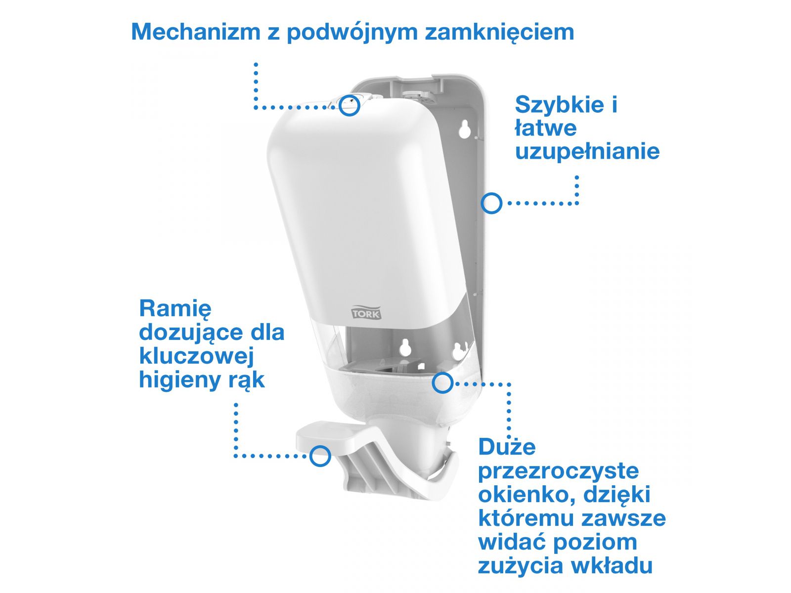 Dozownik z ramieniem dozującym S4 TORK 564100 WHITE 1l